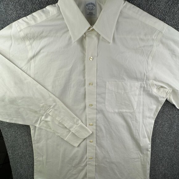 Brooks Brothers Men Non Iron Button Up Shirt Long Sleeve 15.5 34 Slim Fit White - Picture 2 of 16